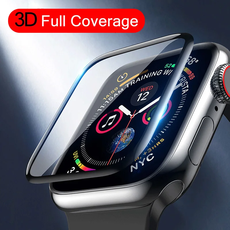 

Tempered Glass for Apple Watch 1 2 3 4 Full Coverage 3D Curved Protector Film for i Watch 4 3 2 1 Tempered Glass 44 42 40 38mm