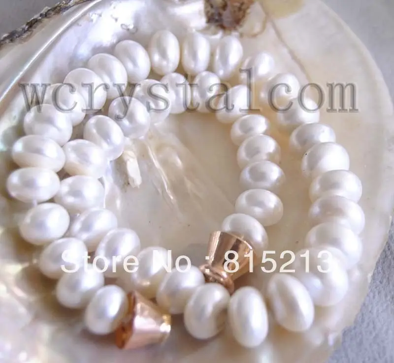 

ddh001532 Perfect quality White rondelle Keshi Freshwater Cultured Pearls 10x15MM necklace