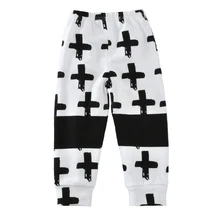 Новинка весна брендовая детская одежда для мальчиков штаны с принтом "Крестики" детские штаны из харлана для девочек и мальчиков цв. белый свободные штаны для мальчика преддошкольного возраста