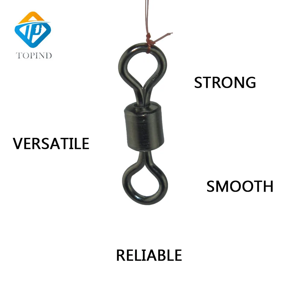 Topind 50pcs Fishing Swivels Rolling Swivel Connector Rolling Swivel Barrel Ball Bearing Solid Rings Solid Ring LB Lures Connector Sea Fishing Accessorie