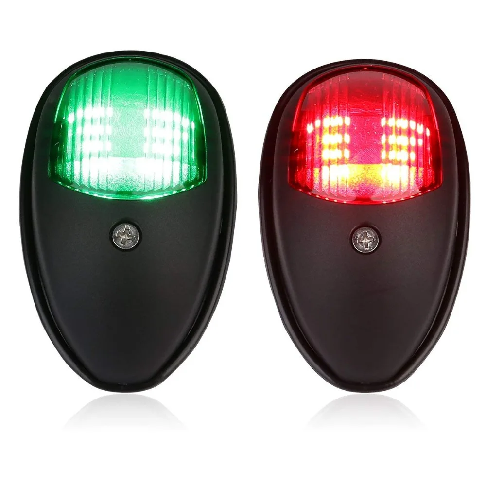 

2pcs black Boat Navigation Light Marine LED Starboard and Port Side Light DC 12V for Boat Yacht Skeeter, Green and Red Light