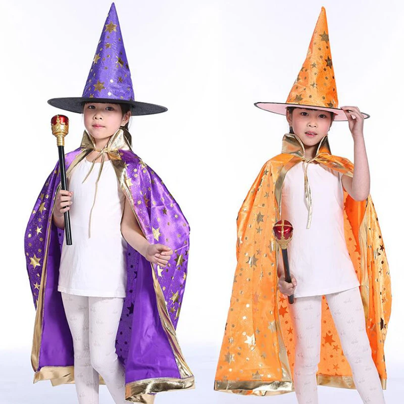 Плащи волшебника с шапкой для детей; костюмы на день рождения; костюмы на Хеллоуин; вечерние принадлежности для дня рождения