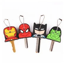 Super Hero Anime Key Cap Batman Hulk Keychain Women Bag Charm Key Holder Iron Man Key Chain Silicone Key Ring Superman Key Cover