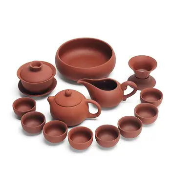 

Chinese Kung Fu Tea Set Brown Durable Ceramics Teaware For Home Family Handmade Drinkware Gaiwan Teapot Tea Ceremony Unisex Gift