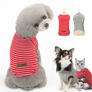 

Dog Clothes Summer Cotton Pet Clothes For Small Medium Dogs Cats Chihuahua Yorkshire Pug Shirt Stripe Puppy T-Shirt Vest S-2XL