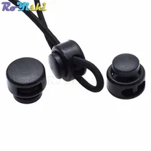 10 preto plástico da rolha do grampo do toggle do fechamento do cabo unidades/pacote para sacos/vestuário tamanho: 15mm * 14mm