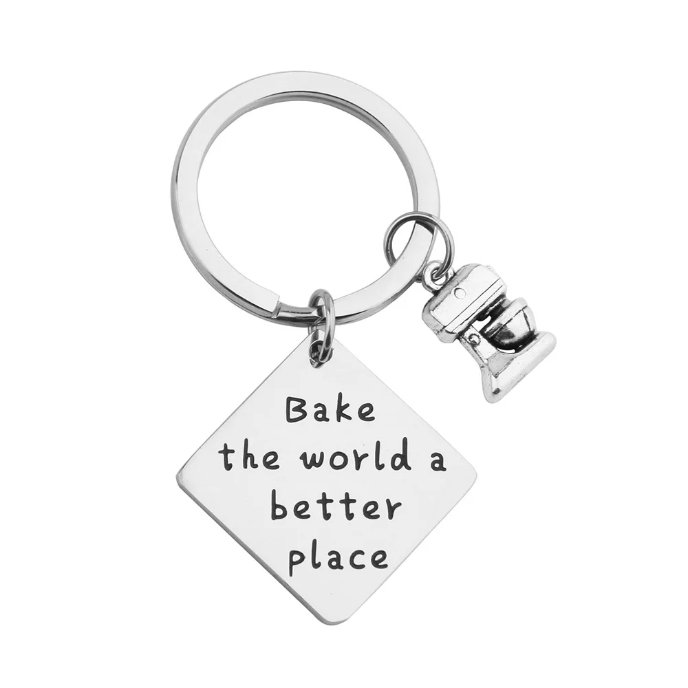 

Gift for Baker Bake the World a Better Place Culinary Student Gifts Bake Lover Keychain Gift