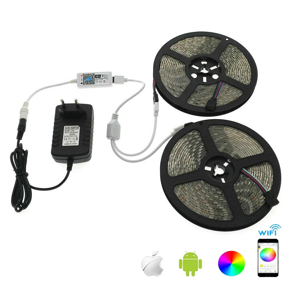 Комплект светодиодных лент IP65 водонепроницаемая 5050 RGB 10 м/Светодиодная гибкая