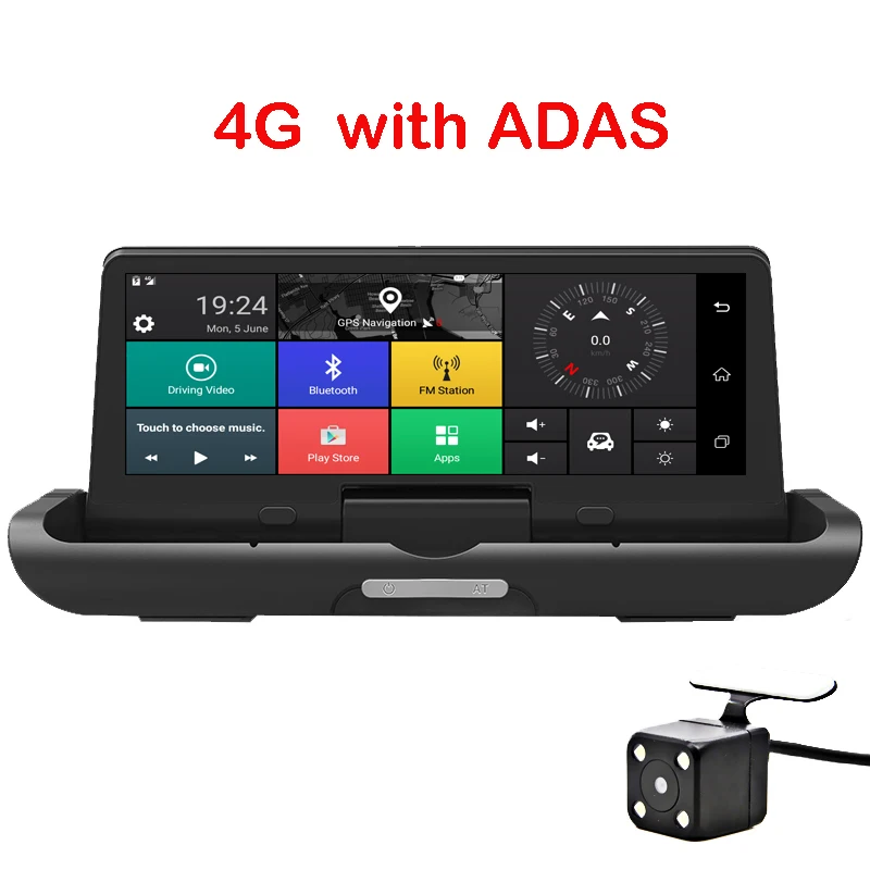 Bluavido 8 дюймов 4G Android DVR Full HD 1080P Автомобильная камера GPS навигатор ADAS двойной объектив ночное видение авто видео регистратор видеорегистратор - Название цвета: 4G with ADAS