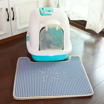 

New U-shaped EVA double-layer splash-proof litter mat for easy cleaning and distribution control