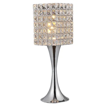 

Luxury 6" Simple Modern Crystal Bedroom bedside Table light Creative Study Room Chrome Base Living Room Office Desk Light