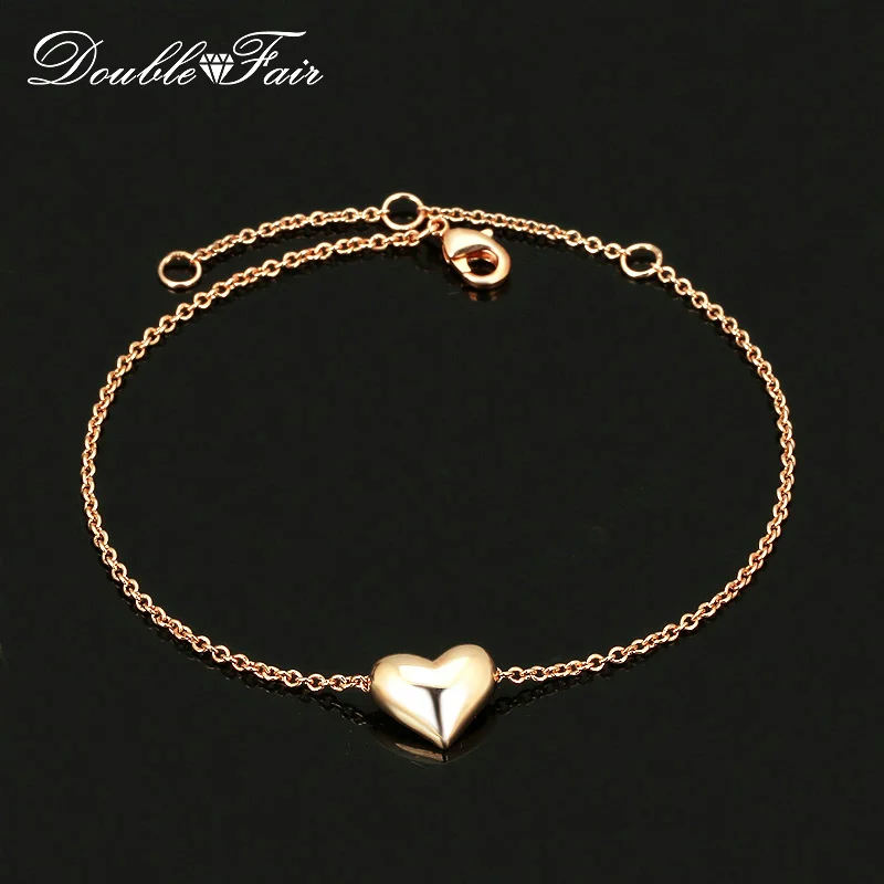 Женский гладкий браслет цепочка с сердечком цвета розового золота|chain bracelet|bracelet