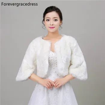 

Forevergracedress White New Autumn Winter Faux Fur Wedding Wrap Bolero Jackets Bridal Coat Cape Cloak Shawls Scarves In Stock