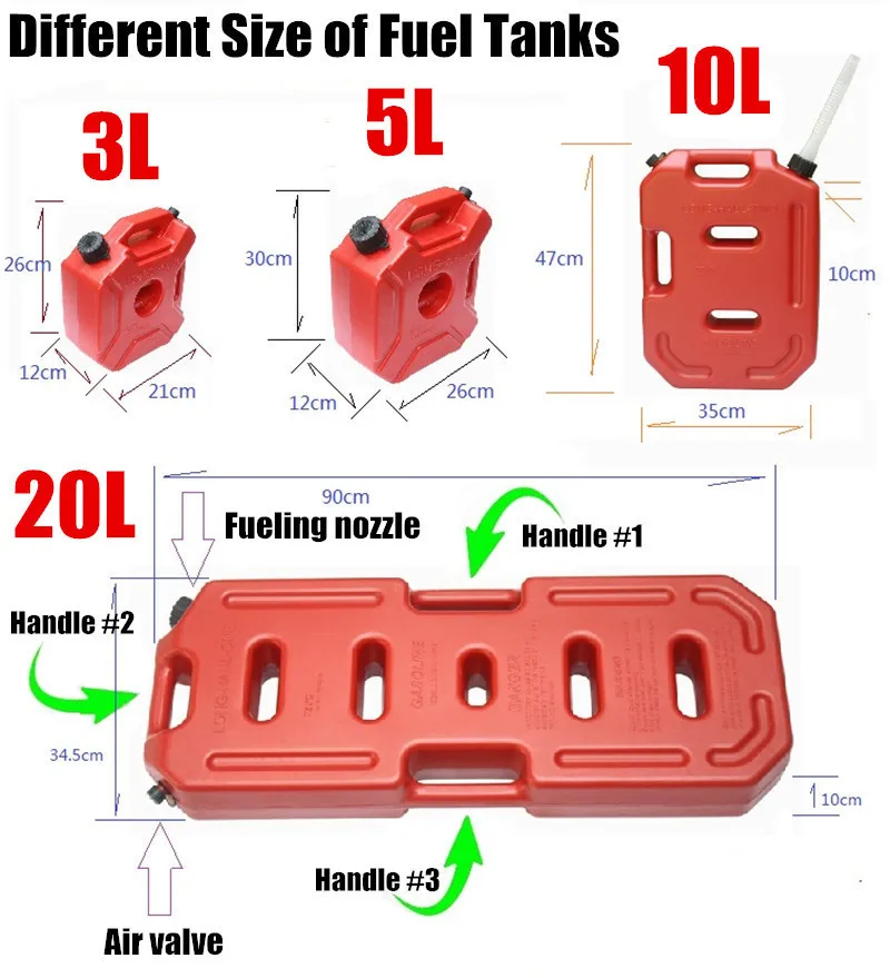 Уникальные 5L черные зеленые банки топливный бак Jerrycan запасные пластиковые бензиновые танки мотоцикл Jerry Can бензиновый контейнер топливный-кувшин