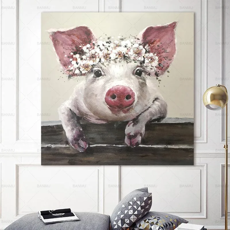 Picture wall art posters and prints Cartoon Pig Frameless Canvas Painting animal poster Decorative pictures for Living room Picture wall art posters and prints Cartoon Pig Frameless Canvas Painting animal poster Decorative pictures for Living room