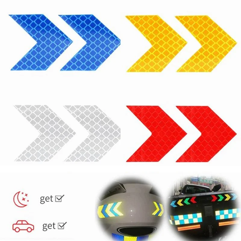 

10 Pcs Car Reflective Sticker Arrows Pattern Car Stickers Waterproof Night Luminous Warn for Motorcycle Car Tail Car Accessory