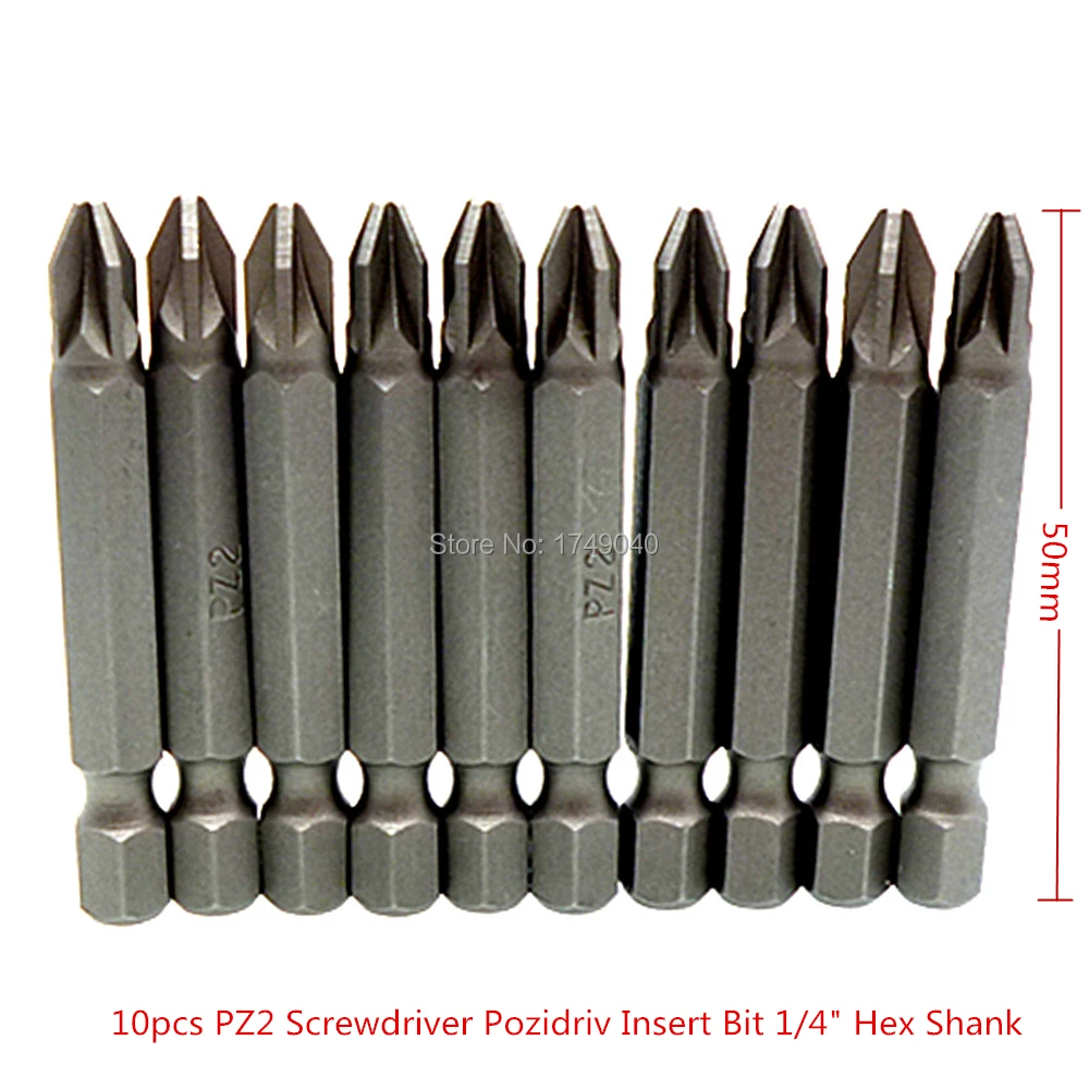 10 шт. насадки для отвертки PZ1 PZ2 PH2 1/4 дюйма шестигранный хвостовик 50 мм магнитные
