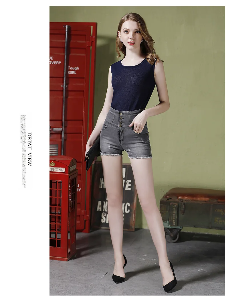 Женские однобортные узкие джинсовые шорты женские летние шорты с высокой талией Femme Уличная шорты с кисточками Большие размеры AA51276