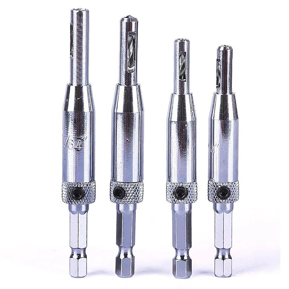 4pcs HSS Door Hole Centering Hinge Hardware Drill Saw Bit Setin Tool