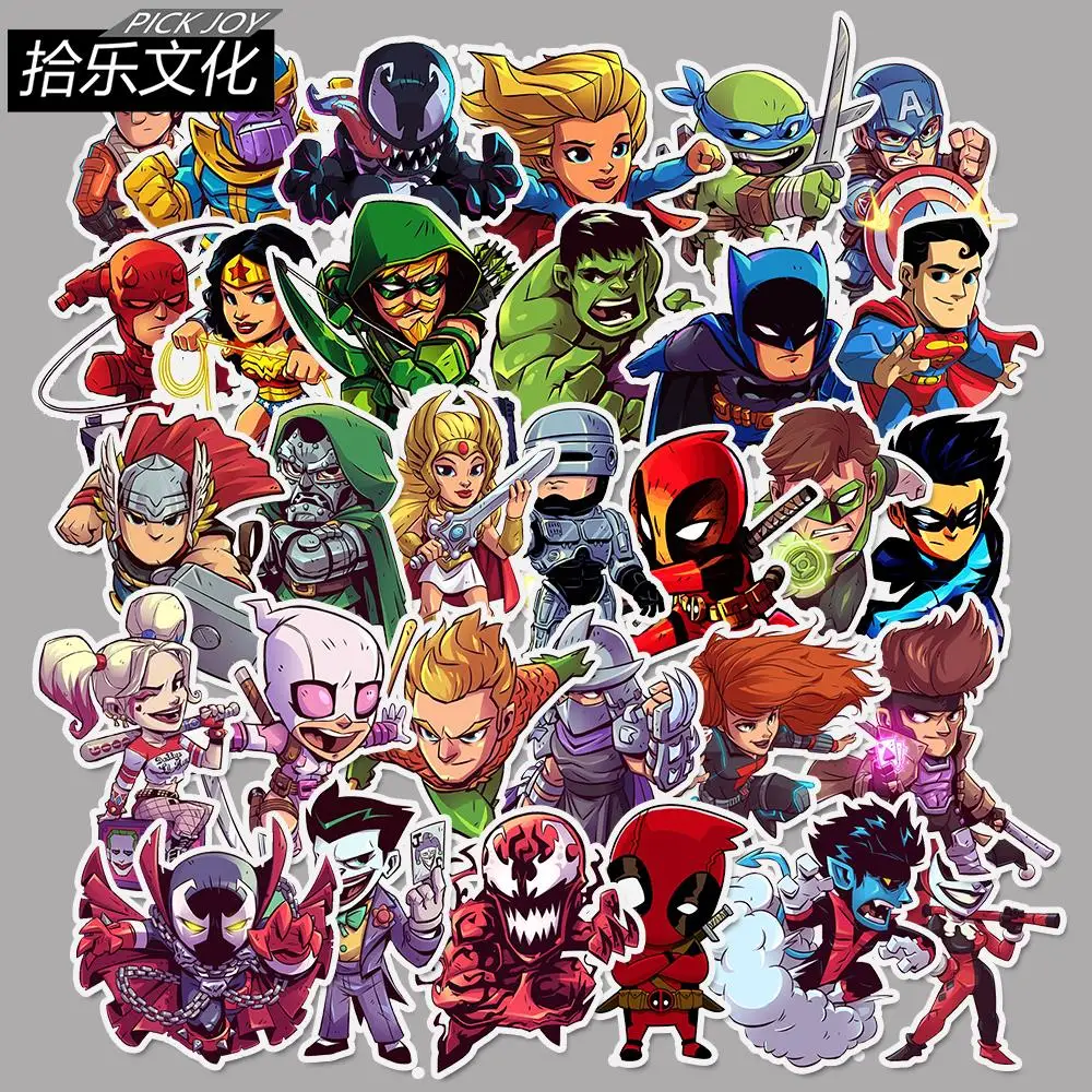 

50Pcs Marvel The Avengers superhero Cartoon Sticker Waterproof For Laptop Moto Skateboard Luggage Guitar Decal Toy Stickers