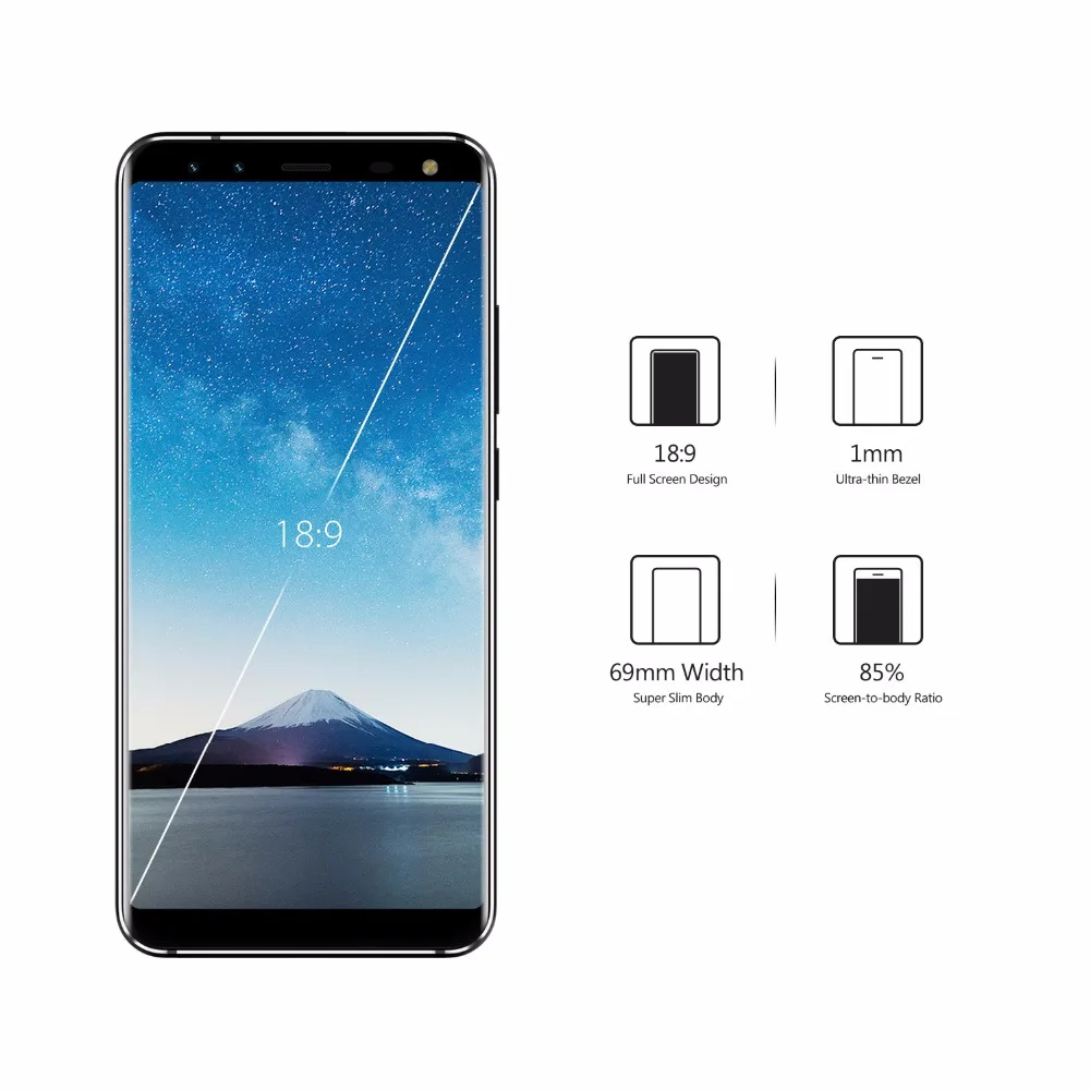  LEAGOO S8 Smartphone 5.72'' HD+ IPS 1440*720 Screen Android 7.0 MTK6750 Octa Core 3GB+32GB Quad-Cam