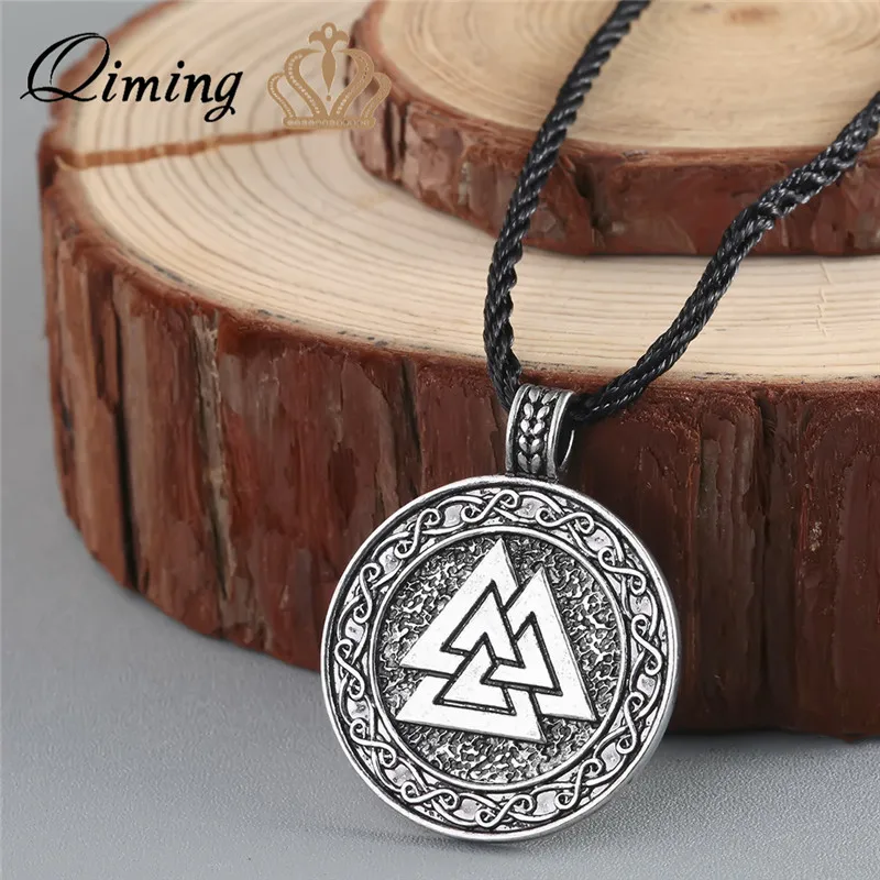 Viking кулон Valknut мужское ожерелье женское круглое языческое религиозное мужское славянское серебро стимпанк ювелирные изделия тибетский амулет в подарок - Окраска металла: as picture