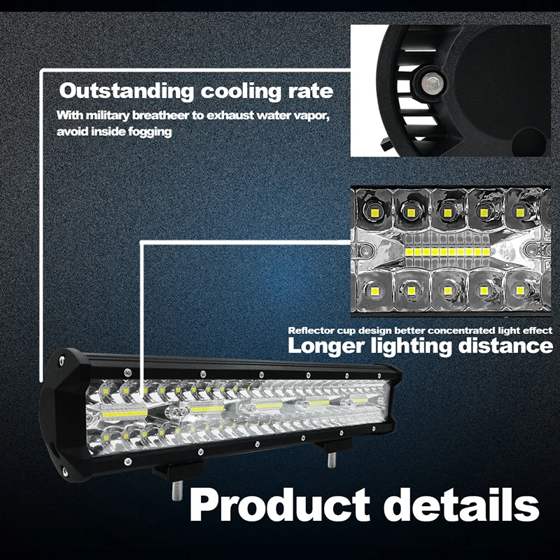 Luz de Trabalho do Carro Moto Telhado Tira Holofotes Faróis 12v 60w 120 180 240 300 Auxiliar Lâmpada Farol Acessórios Led Luz 25 Barra de luz/Luz de trabalho