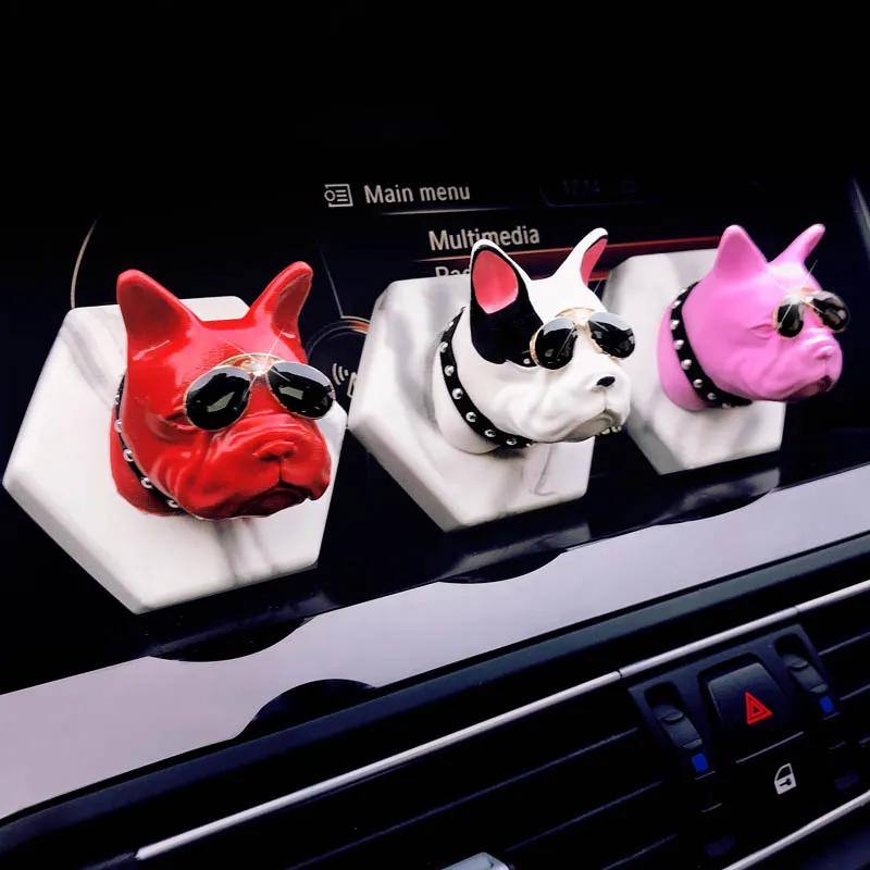 Us 13 82 12 Off Cute Car Accessories Interior Animal Ornaments French Bulldog For Car Decoration Air Freshener Solid Perfume Car Styling In