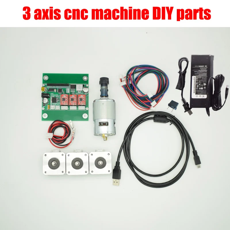 

Diy 3-axis cnc machine parts,laser engraver control board,GRBL control board+3 pieces step motor+spindle+24v power supply