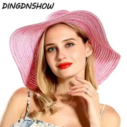 [DINGDNSHOW] 2019 модная Солнцезащитная шляпа с широкими полями женская шляпа акриловая летняя кепка Женская пляжная кепка Пейсли для взрослых