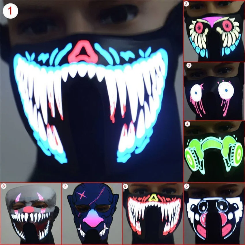 

Halloween Mask LED Maske Light Up Party Masks Neon Mask Cosplay Mascara Horror Mascarillas Glow In Dark for Cycling At Night