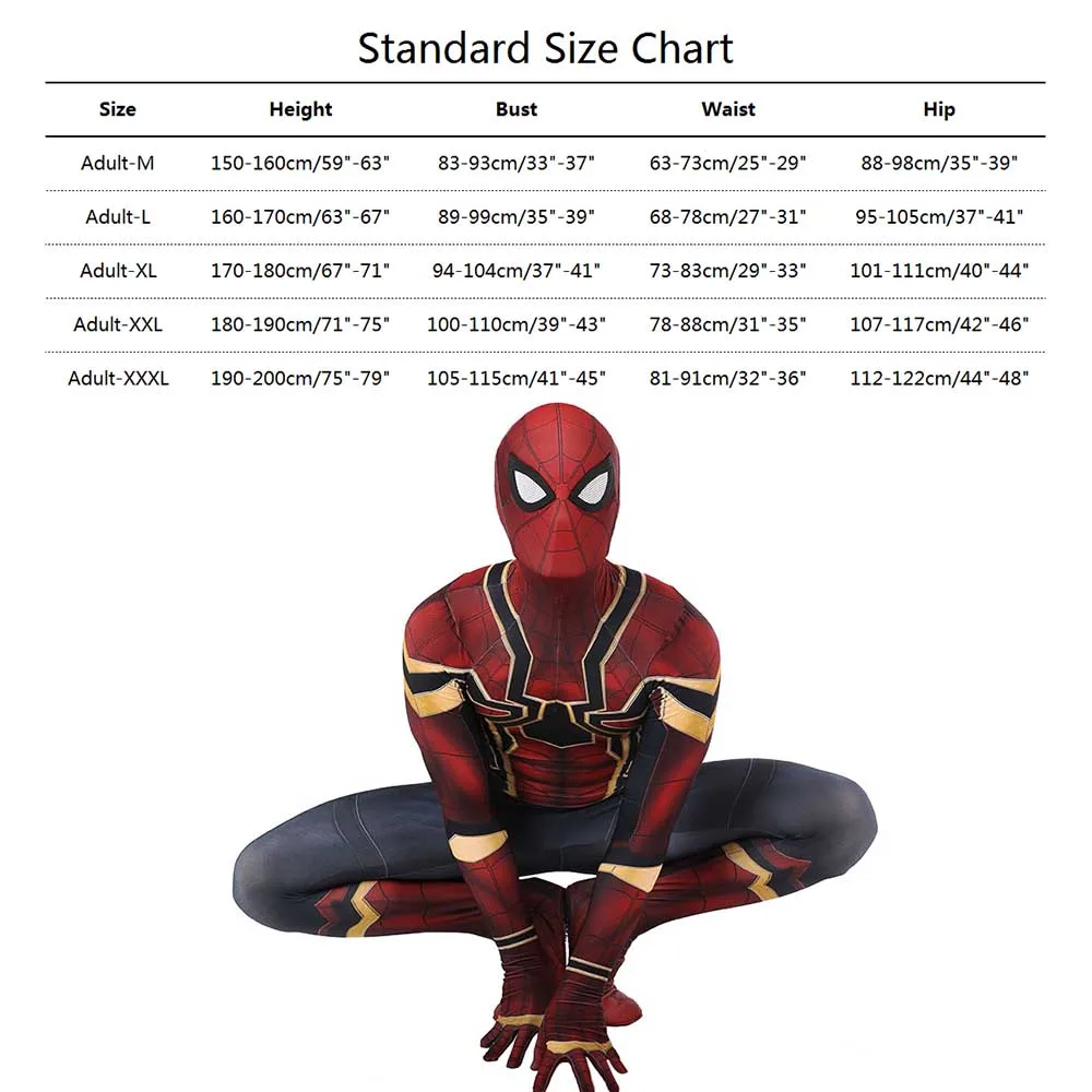 Мститель, костюм Человека-паука «бесконечные войны», костюм для выпускного вечера «Железный Человек-паук», карнавальный наряд для детей и взрослых, 3D принт, спандекс, костюм зентай - Цвет: Adult Size