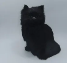 simulation black cat toy polyethylene furs handicraft Decoration prop cat doll about 24x17cm 443