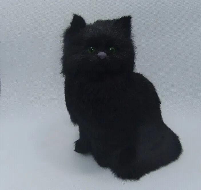 simulation black cat toy polyethylene furs handicraft Decoration prop cat doll about 24x17cm