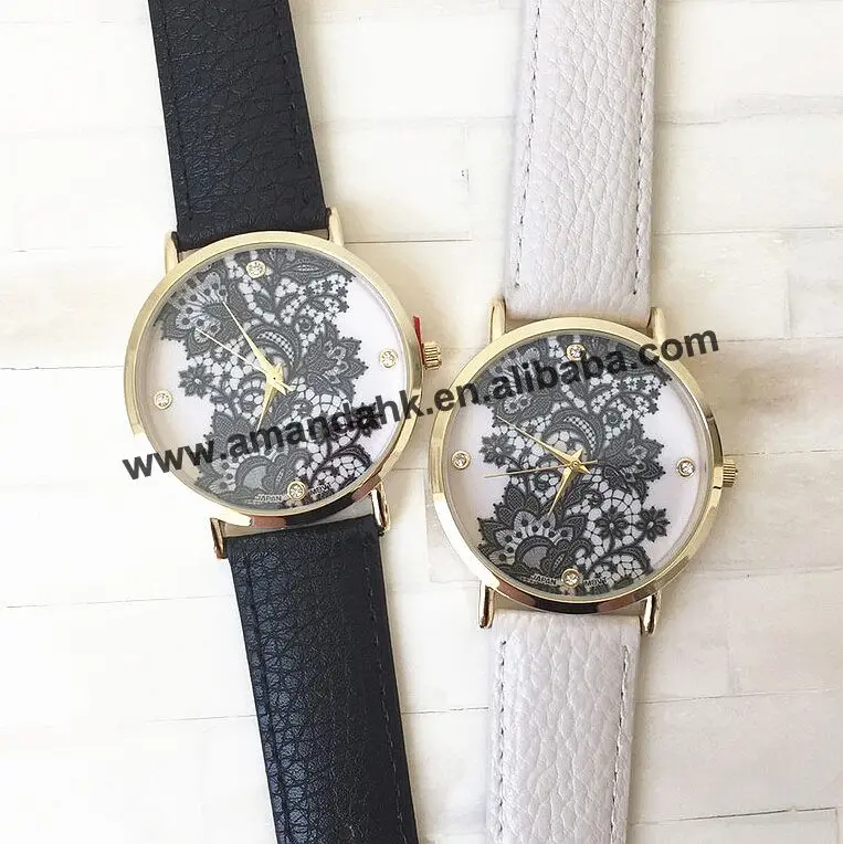 100 шт/партия новые модные женские наручные часы для ношения с платьем украшения черные цветочные кружевные часы с принтом высококачественные персонализированные часы