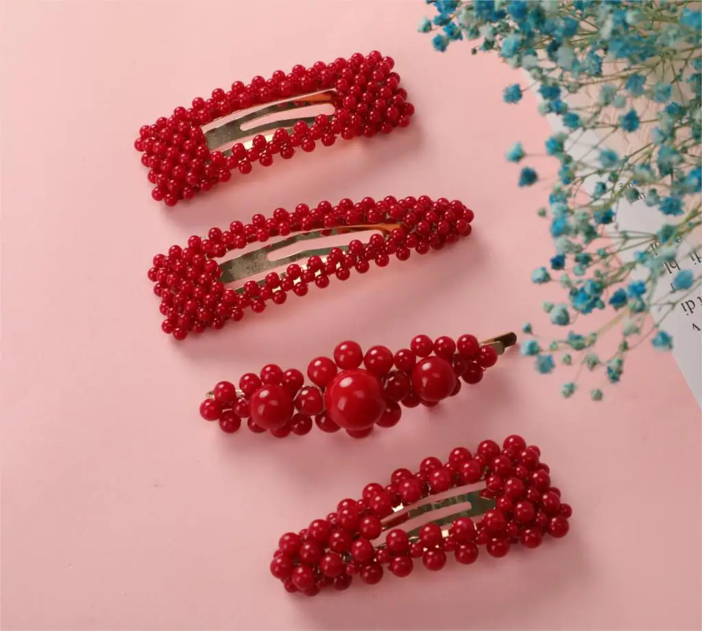 Новинка заколка для волос Lucky Red Pearl с полным покрытием женская девочек повязка на