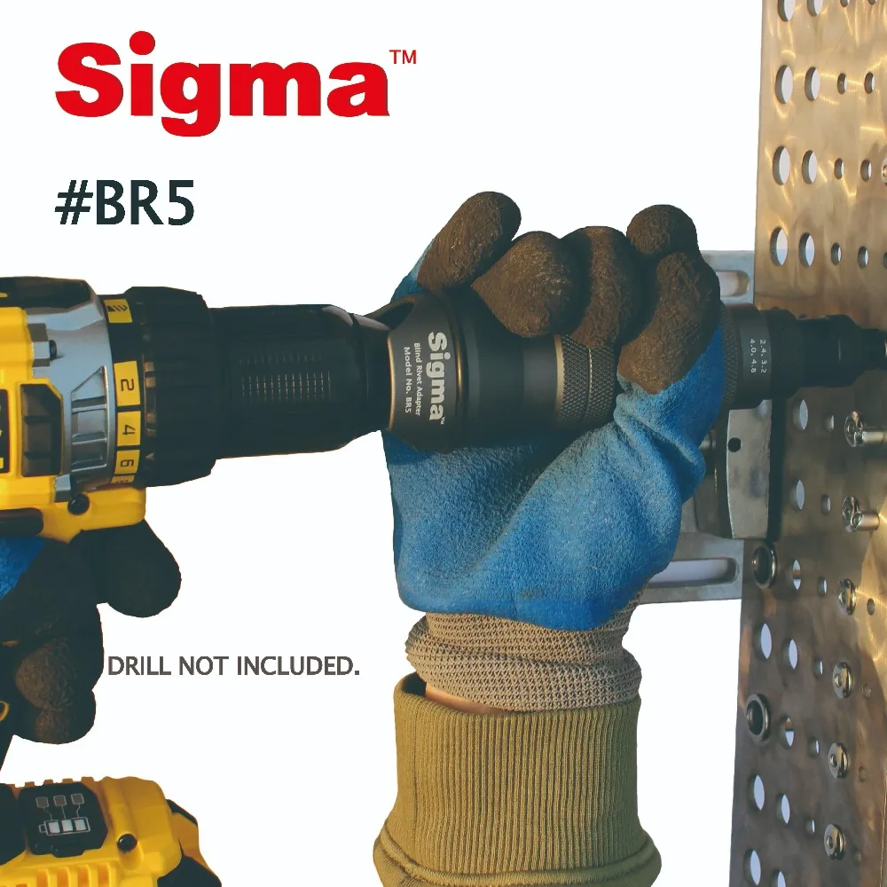 Sigma #BR5 Blind Pop Rivet Drill Adapter Cordless or Electric power drill adaptor alternative air pneumatic riveter rivet gun