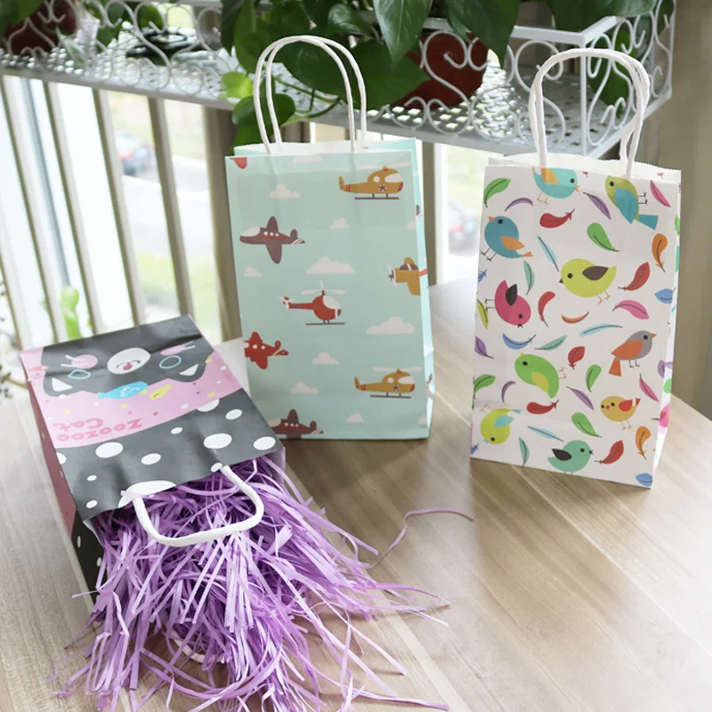 2 шт. бумажный мешок для конфет с изображением животных, Свадебная подарочная упаковка для дня рождения, бумажный пакет с ручкой, сумки для покупок, украшение для детской вечеринки