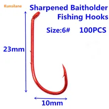 100 шт. 6# высокоуглеродистой Сталь длинные хвостовика Baitholder рыболовные крючки 9292 Химически Заостренный