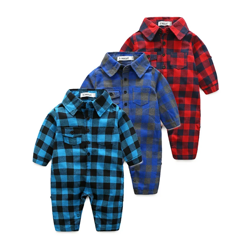 2017 Fashion Handsome Boy Romper Bow Tie Plaid Baby Onesie ...