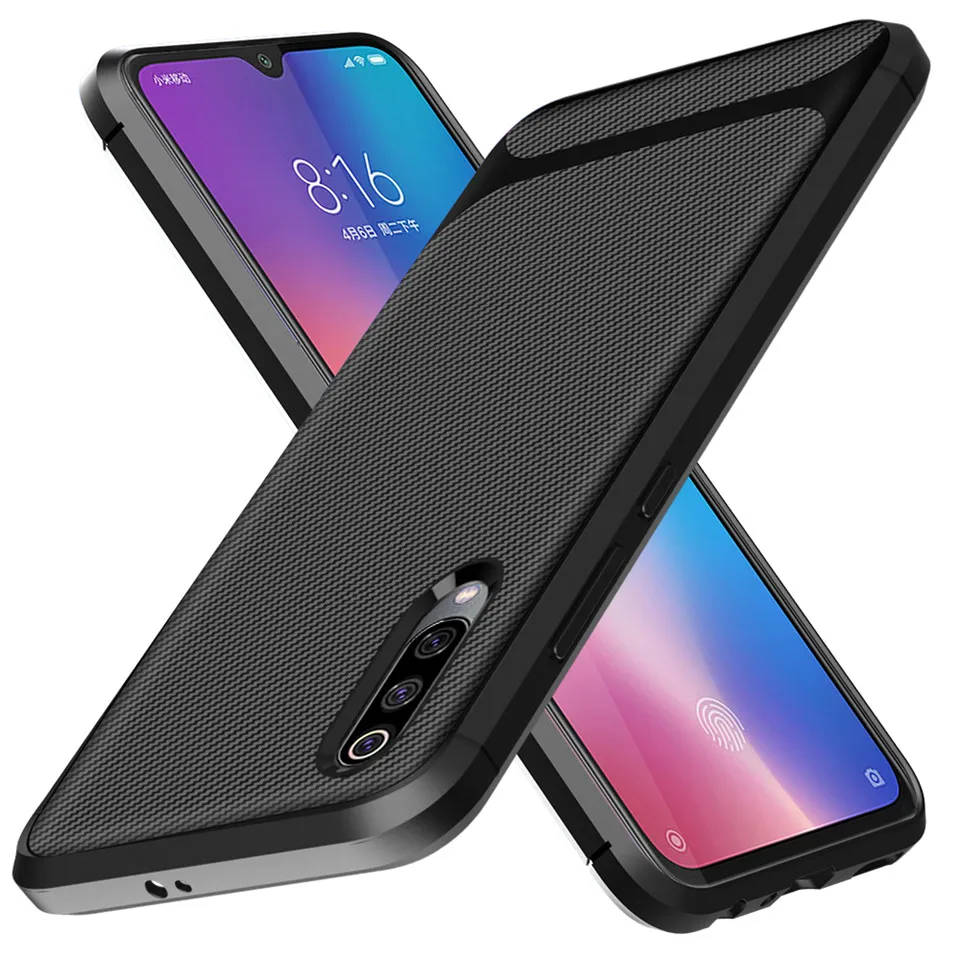 Чехол для Xiaomi Mi A3 мягкий силиконовый ударопрочный чехол из углеродного волокна
