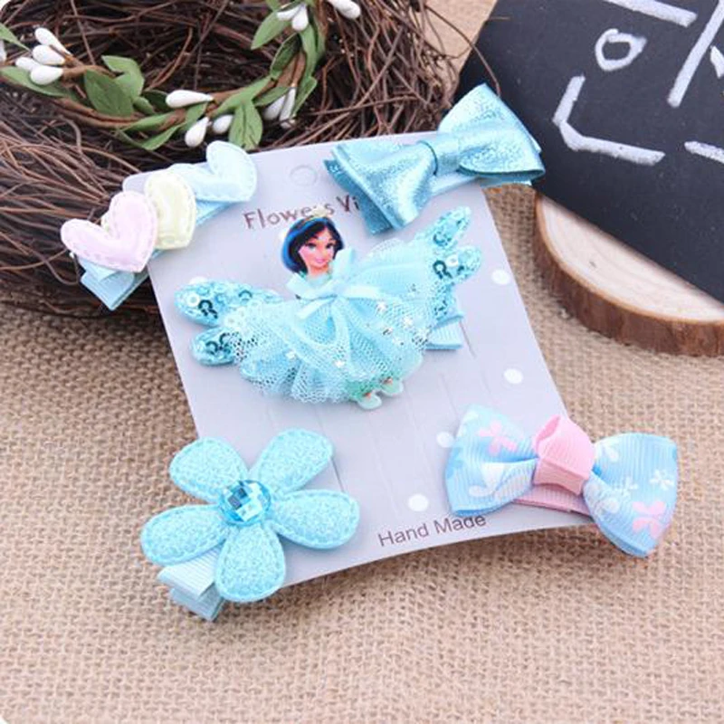 LOEEL 5Pcs/Lot New Children Headwear Set Cartoon Frozen Princess Barrette Cotton Crown Flower Bowknot Hairpin Girls Headdress LOEEL 5Pcs/Lot New Children Headwear Set Cartoon Frozen Princess Barrette Cotton Crown Flower Bowknot Hairpin Girls Headdress
