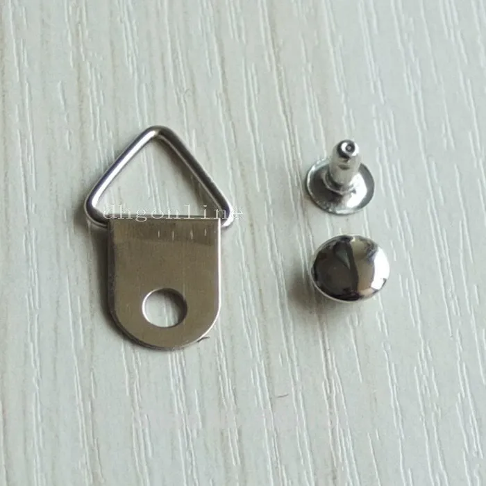 

100 PCS 10mm 3/8" Frame Triangles ring Picture Hanger Stud Cap Small Strap