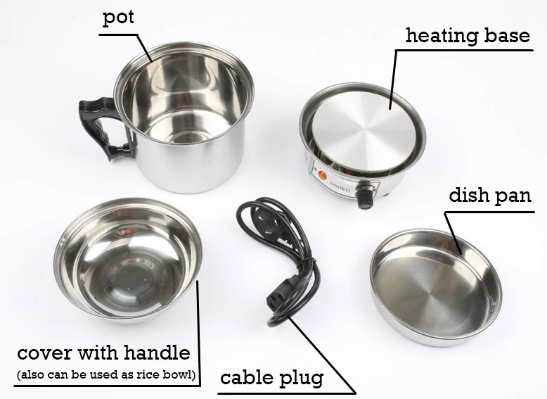 DMWD 2 слоя многофункциональная электрическая сковорода горячий горшок маленький горшок для приготовления пищи Пароварка электрическая нагревательная чашка лапша мини горшок плита ЕС