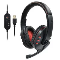 Красный Игровые наушники USB проводные гарнитуры с микрофоном для Xbox One PS4 PC nintendo Switch светодиодный светильник наушники с мягкой памятью - Цвет: Красный