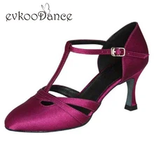 Размеры США 4-12 удобные фиолетовый коричневый загар Salsa Zapatos De Baile Высота каблука 7 см Бальные Обувь для танцев с закрытым носком для Для женщин NB019