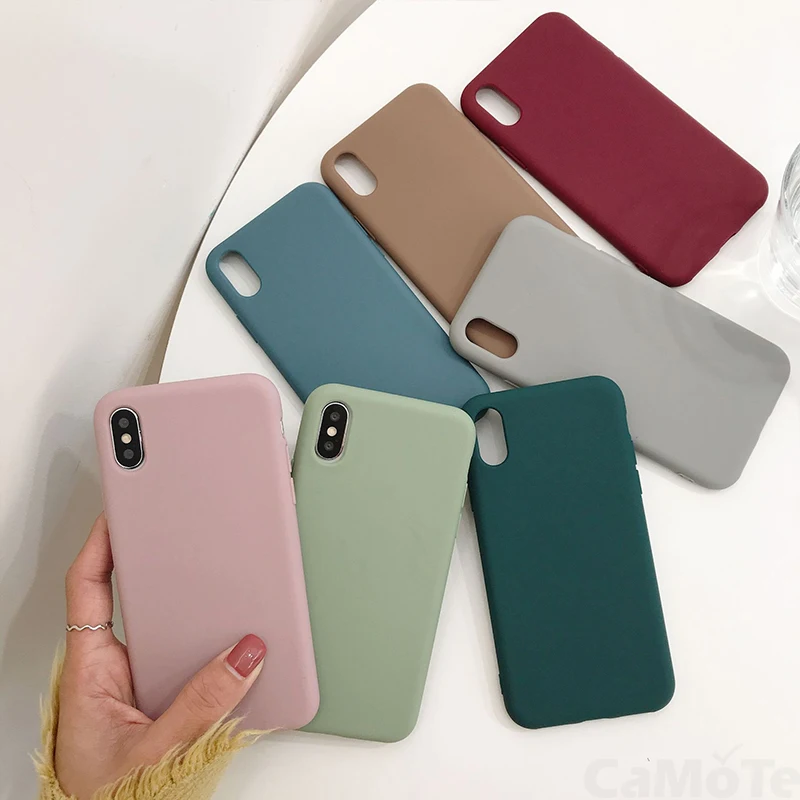 TPU Silicone phone case Solid Color Couples Cases For iphone XR X XS Max 6 6S 7 8 Plus Morandi color | Мобильные телефоны и