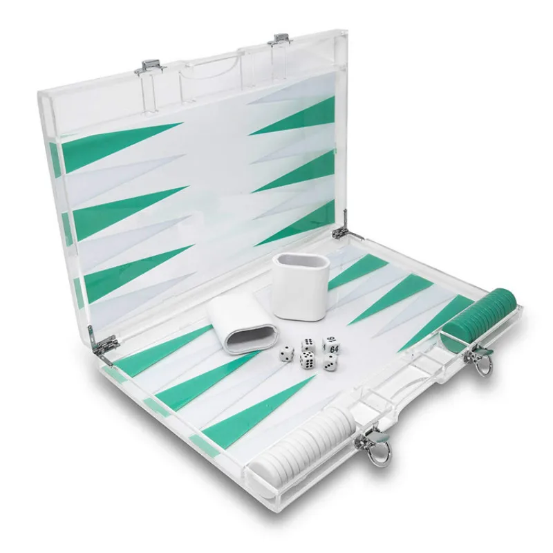 

Foreign Trade Hot-selling Acrylic Backgammon Board Transparent Western Chessboard Leather Chess High Quality