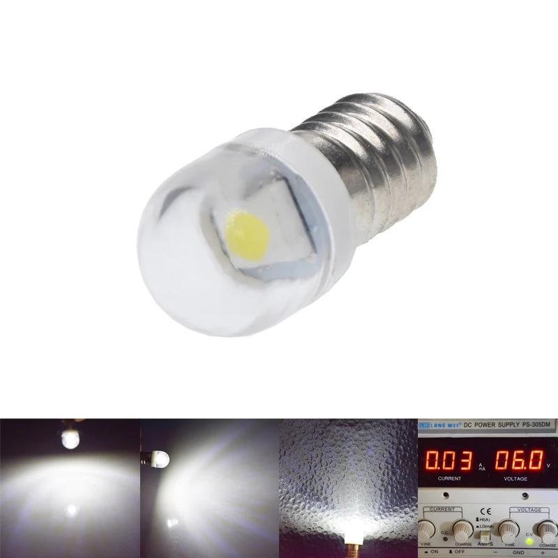 2/4 шт. E10 лампа 5050 SMD 1 Светодиодная 6 в 3 В постоянного тока белый 6000k Mes 1447 винтовой