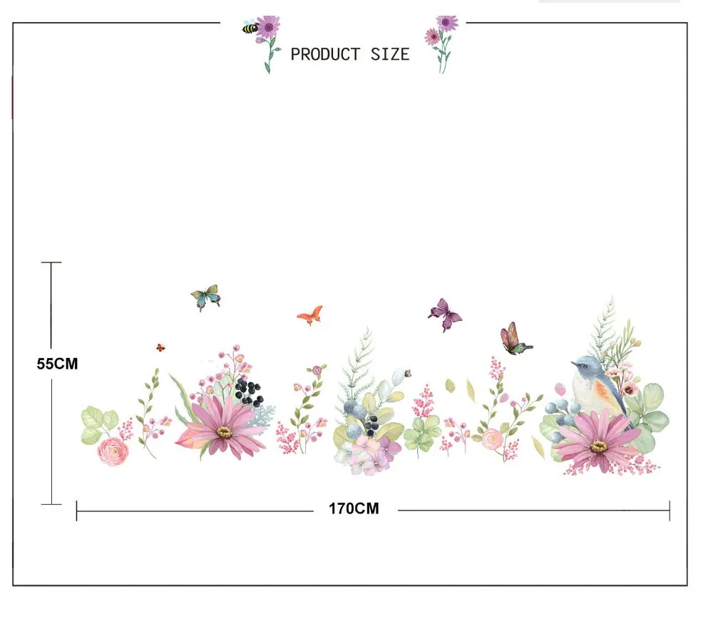 Цветы фон наклейки на стену съемные креативные самоклеящиеся Акварельные картины для спальни гостиной декоративные наклейки